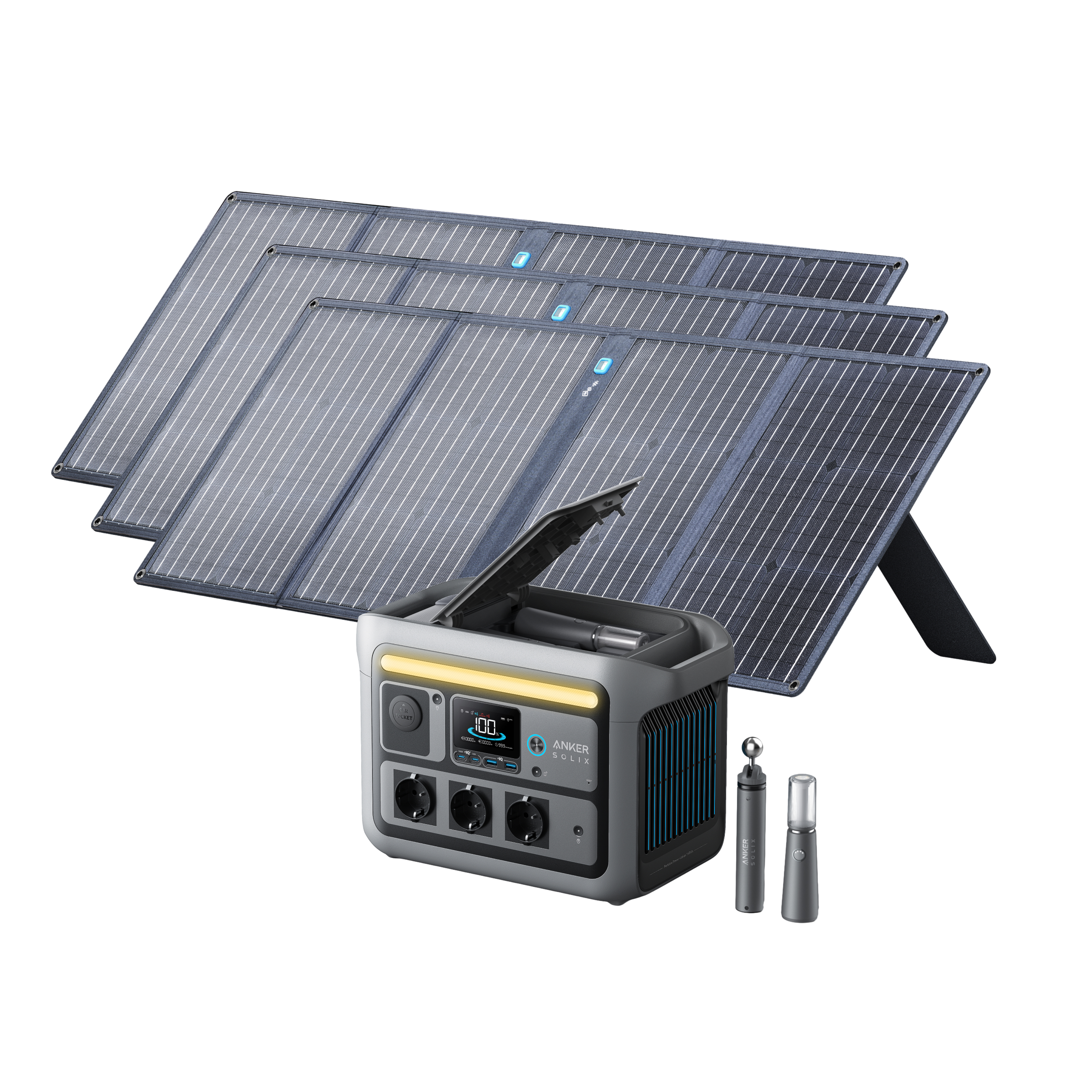 Anker SOLIX <b>C800 Plus</b> Portable Power Station + 3x 100W Solar Panel