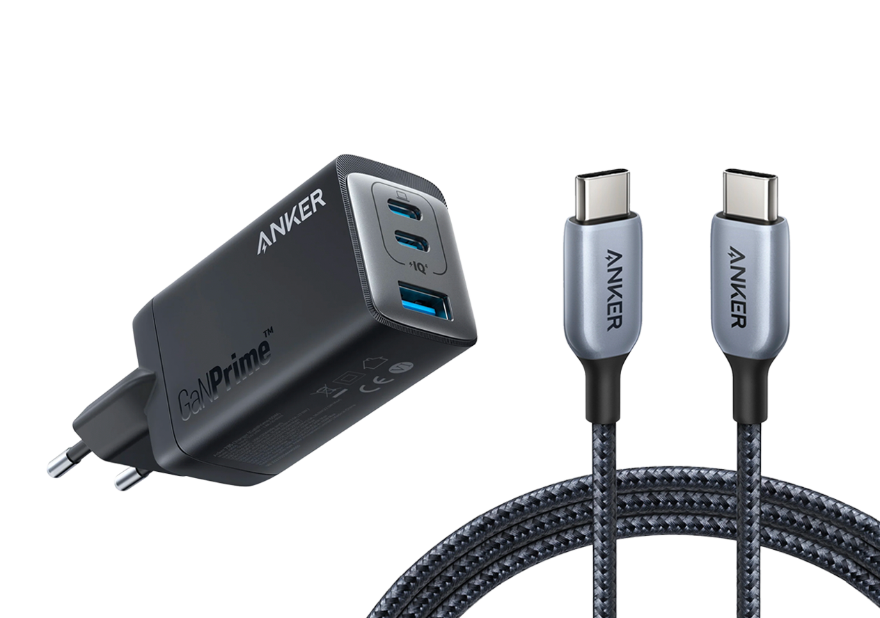 Anker <b>735</b> Charger (GaNPrime 65W) with USB-C to USB-C Cable