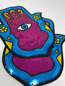 New Arrival, Hamsa Eye Patch, Large Sequins Iron-on Patch, Colorful, –  PatchPartyClub