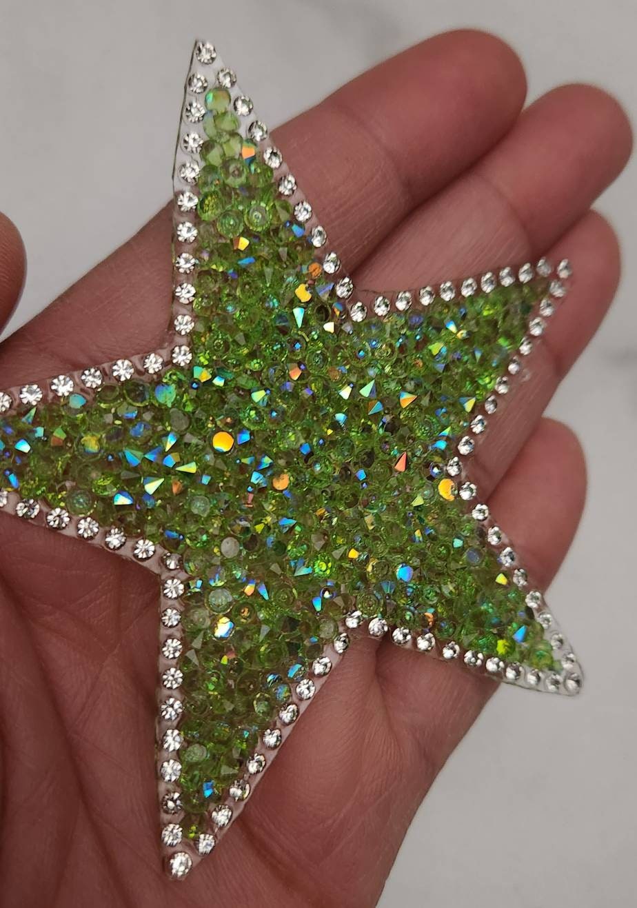 Exclusive, SILVER Rhinestone Star Bling Patch, Size 3, Cool