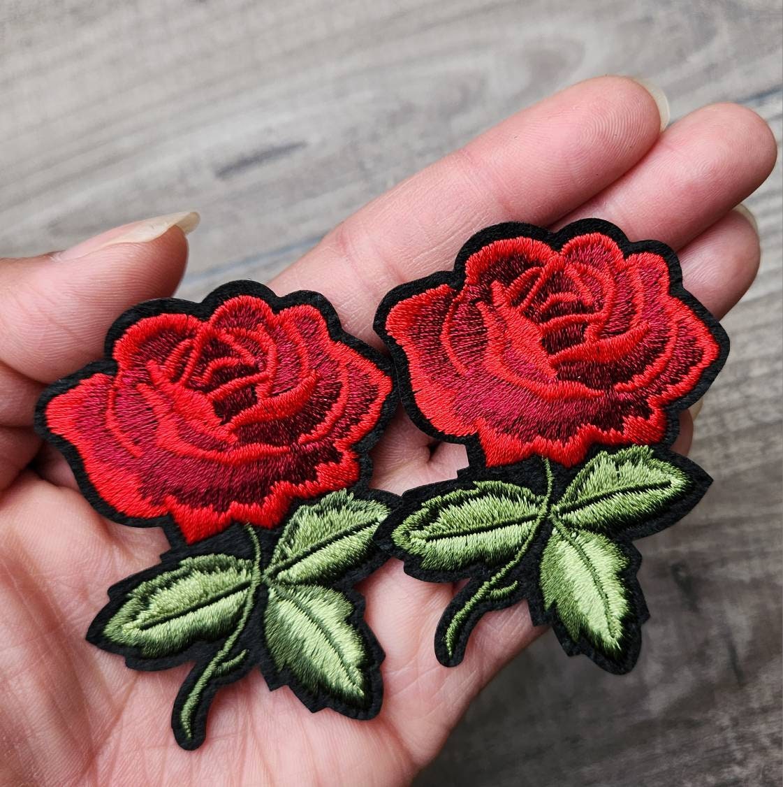 U-Sky Sew or Iron on Patches - Cute Red Flower Rose Patch for