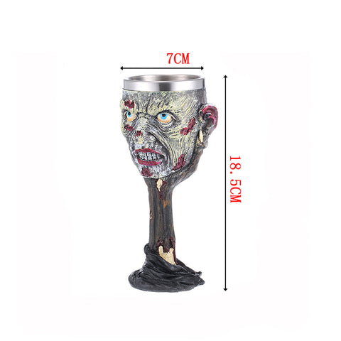 Image of Resin Zombie Stainless Liner Insulated Goblet Beer Mug Decorative Wine Cup