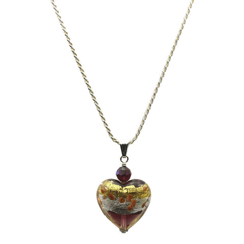 Big Love - Large Red Heart Pendant Necklace with Venetian Glass Heart