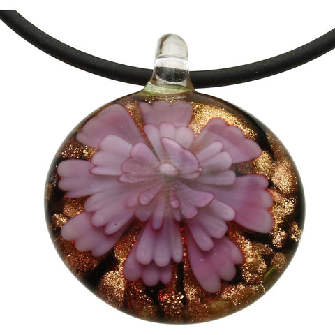 Pink Flower Glass Necklace