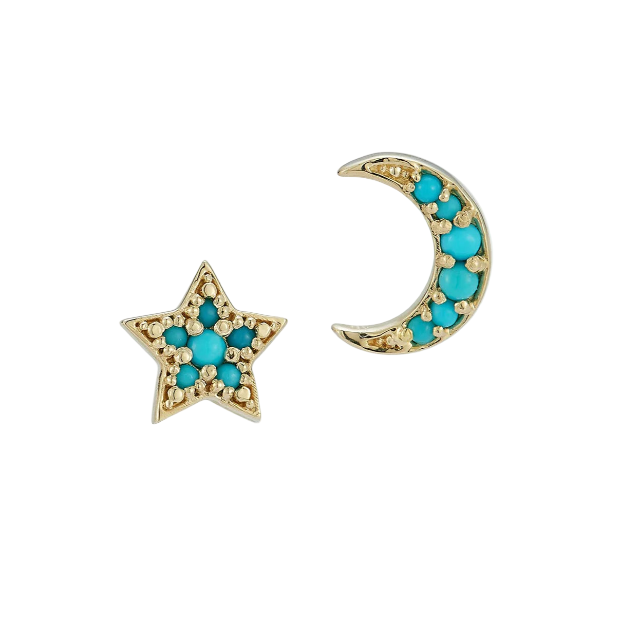 Turquoise Moon and Star Studs