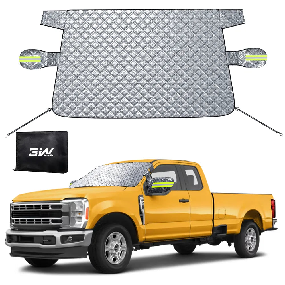 3W Windshield Cover for Ice and Snow Universal Fit for Van/Heavy Duty Pickup Truck/MPV