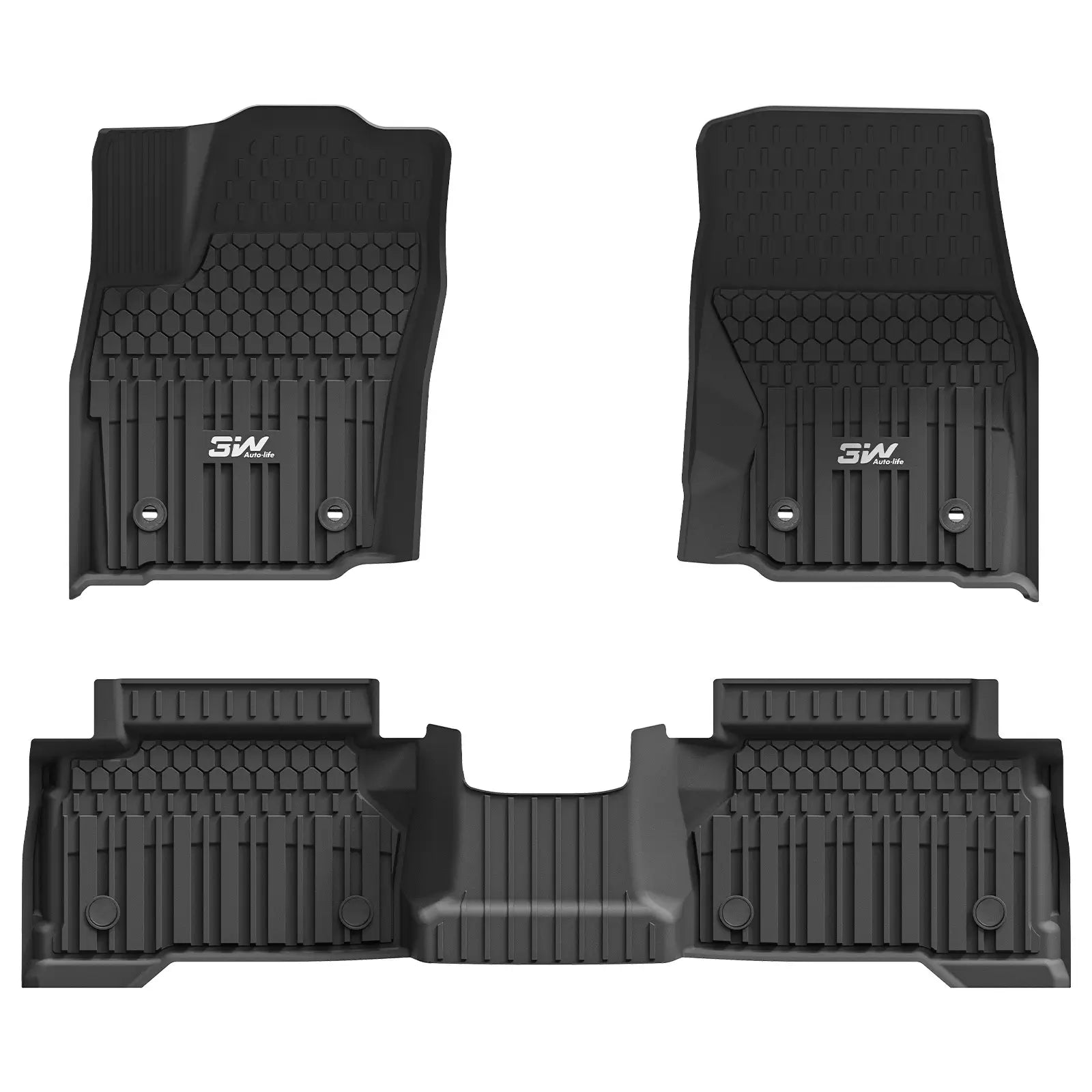 3W Toyota Tacoma 2024-2025 (Double Cab, Automatic Transmission) (Not for Hybrid) Floor Mats Thorex™ All Weather Custom Fit
