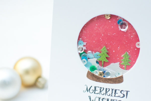 Snow globe shaker Christmas cards.