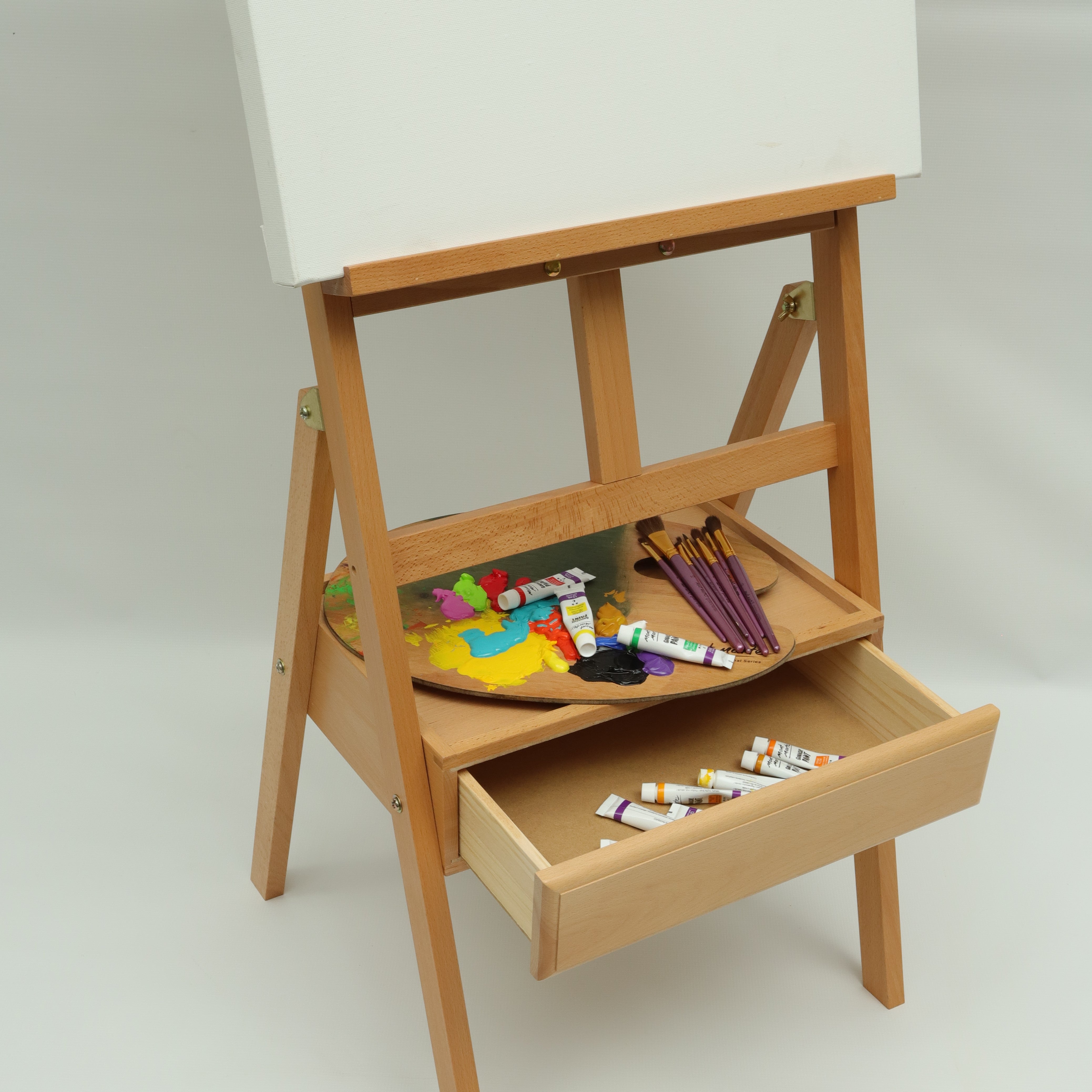 3-drawer Wood Art Box for Paints, Charcoal and Drawing Tools