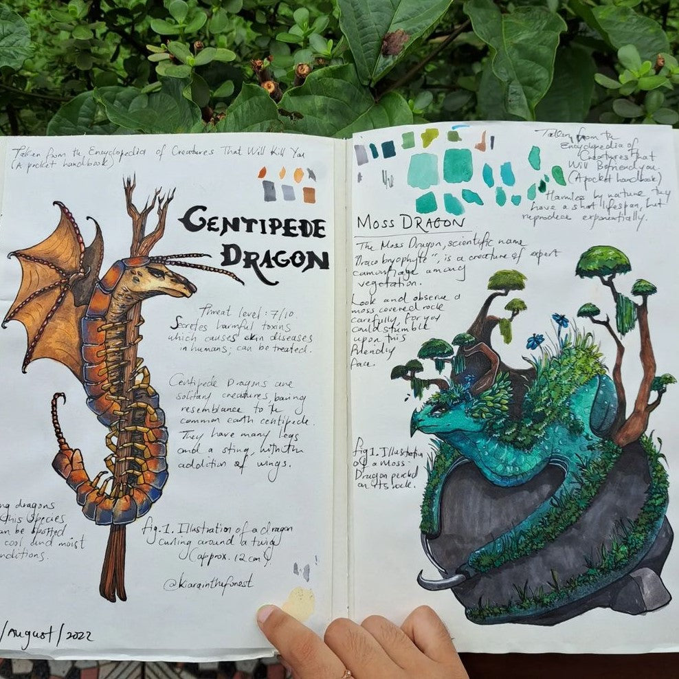 1. Kiara Maharaj sketchbook illustrations of dragons