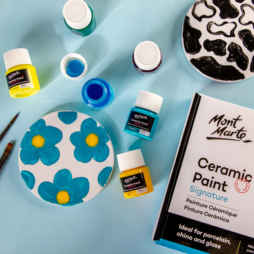 Pottery Plate Painting Kits - DIY Art in a Box - Glaze or Acrylic paint kit.