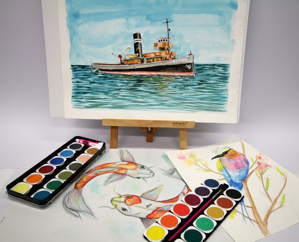 Ship painted with watercolours.