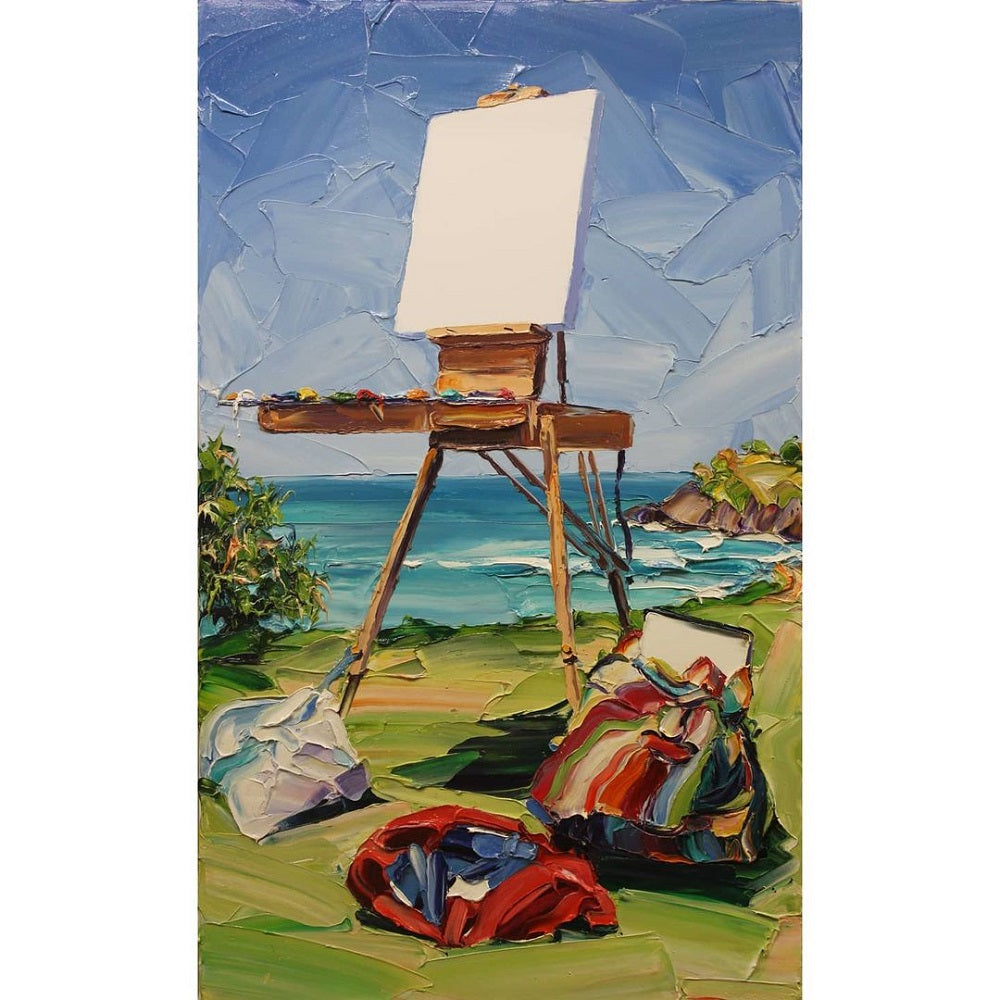 A textured painting of a canvas plein air style.