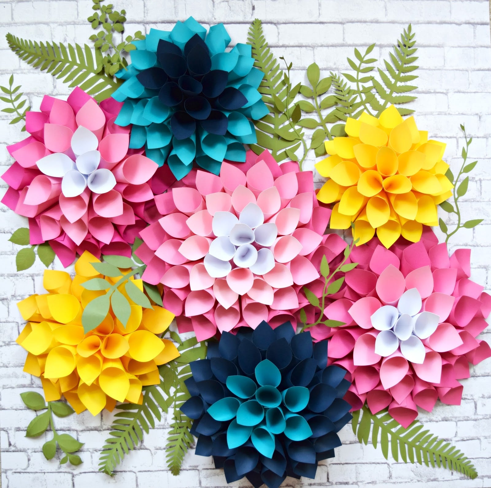A bunch of craft paper flowers.