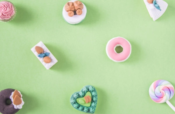 Various miniature food polymer clay pieces. 