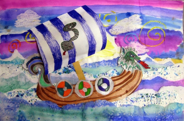 Wax art of a boat.