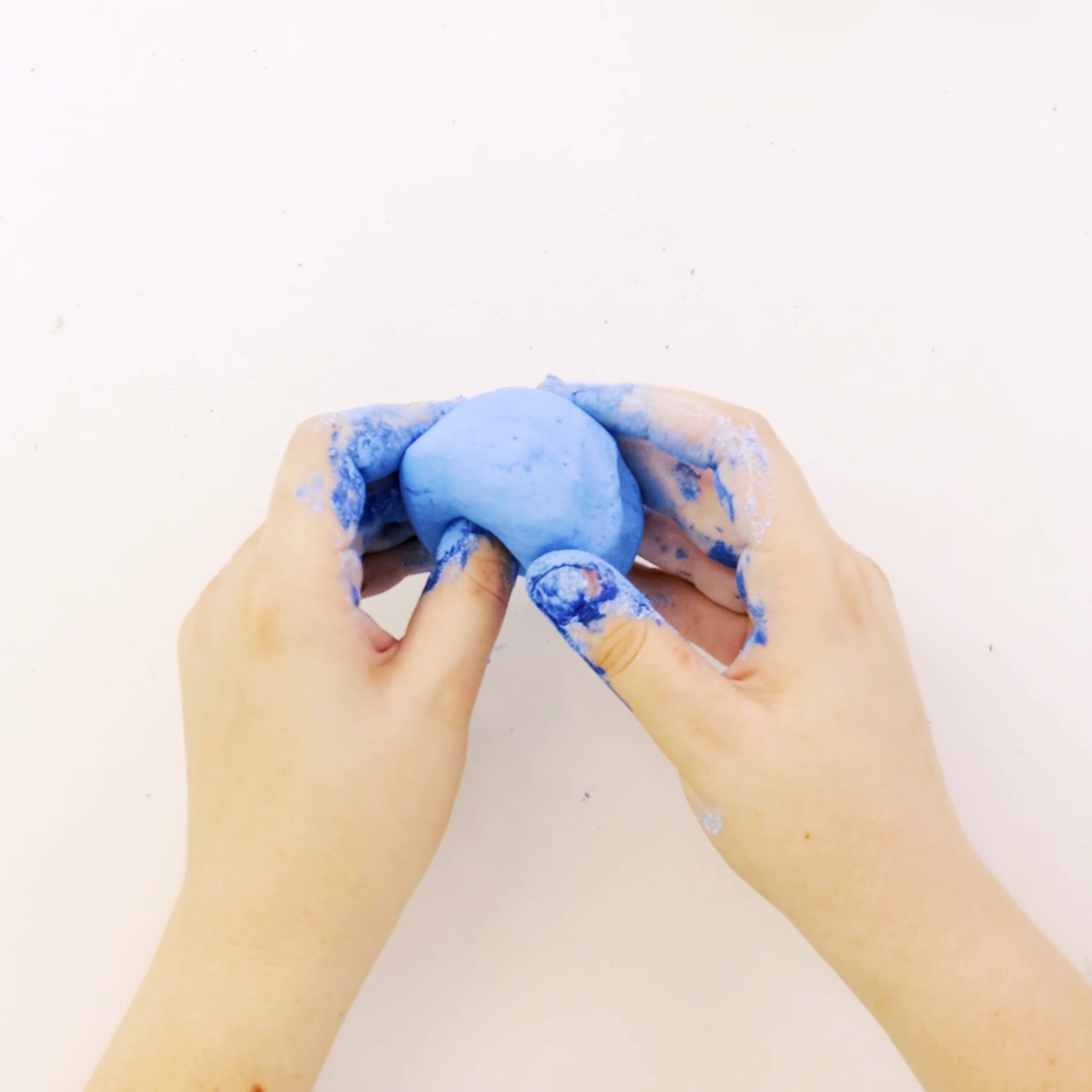 4. Blue acrylic paint mixed into white air hardening clay