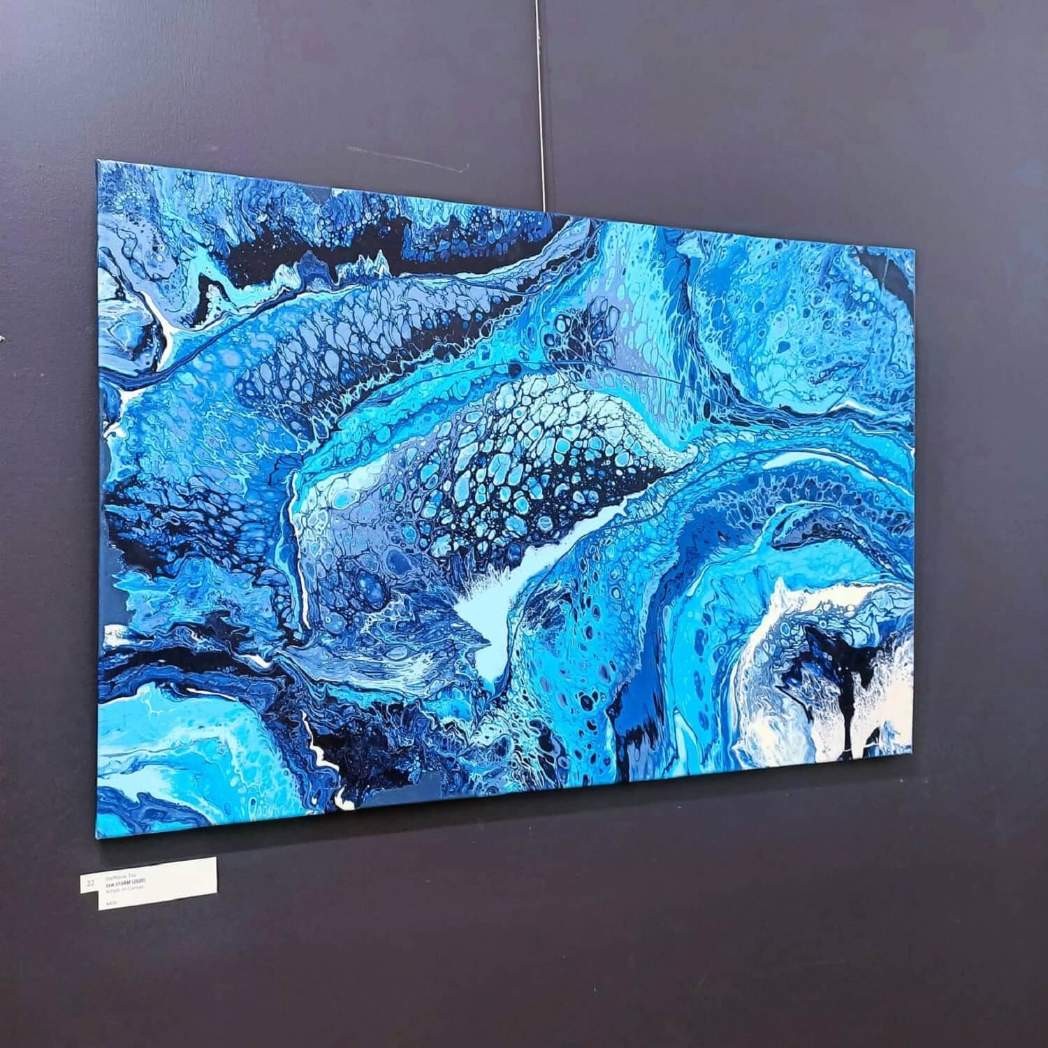 Blue ocean inspired pour painting named Sea storm by Steff arttt.
