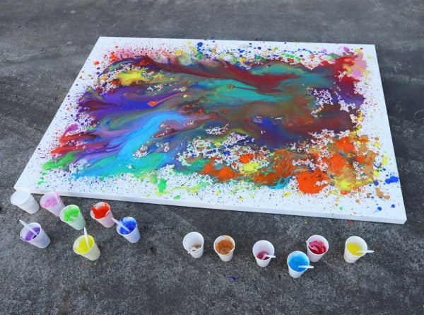 A coloured drip painting.