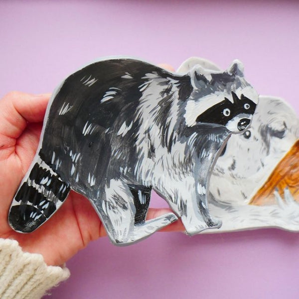 Fox animal trinket dish made from clay.