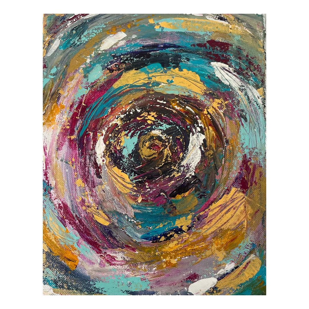 9. An abstract artwork created with a palette knife of a tunnel.