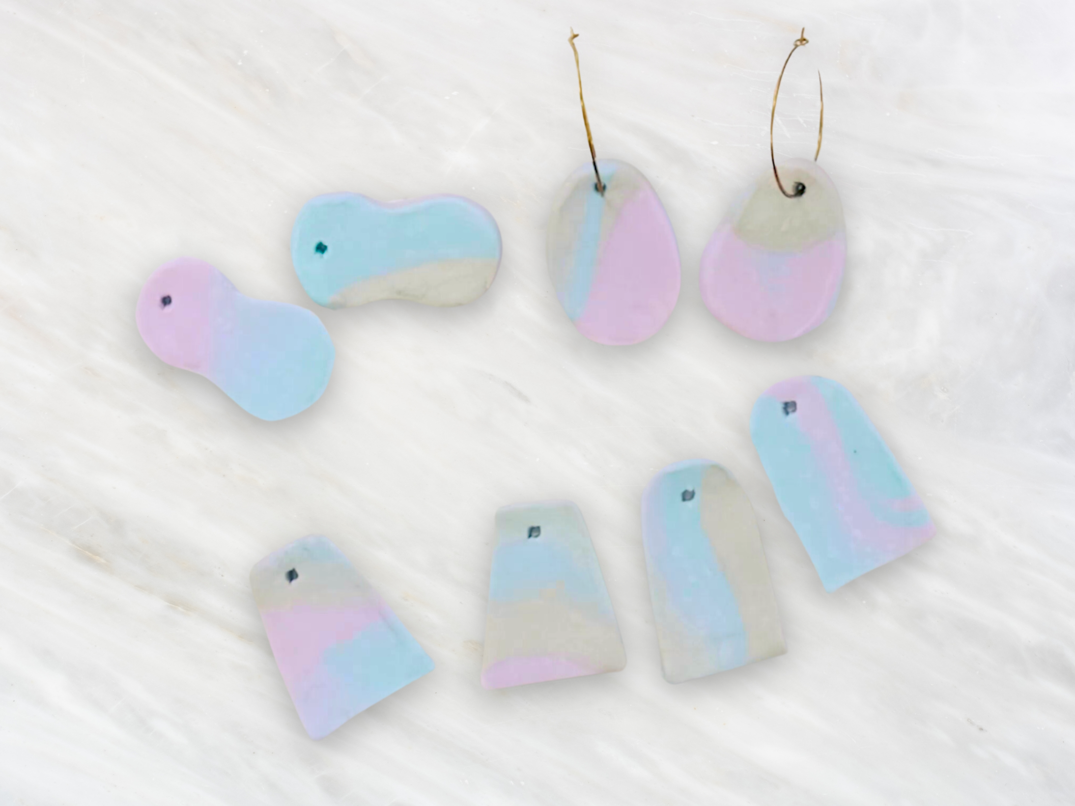 DIY pastel coloured polymer clay earrings