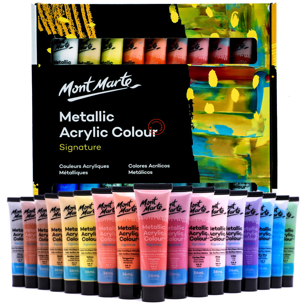 Metallic Acrylic Colour Paint Set Signature 36pc x 36ml (1.2 US fl.oz)