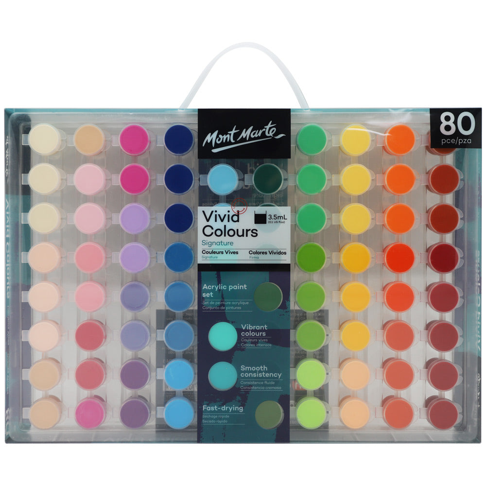 Vivid Colours Acrylic Paint Set Signature 80pc x 3.5ml.