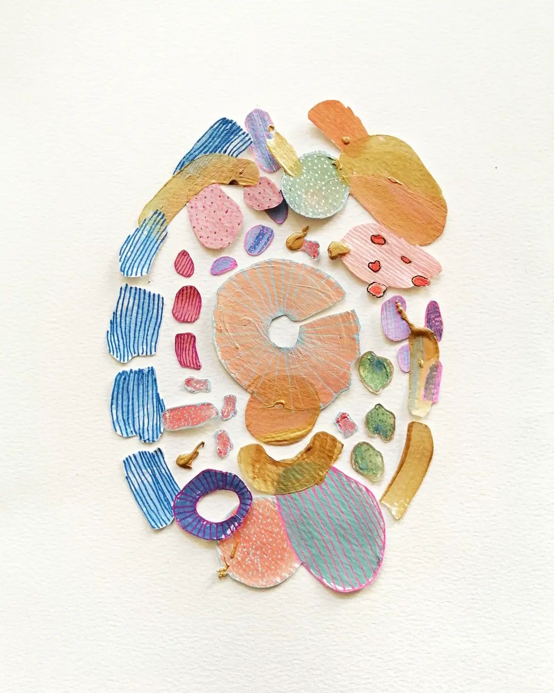 @ke_neil_we abstract collage artwork with vibrant and pastel coloured organic shapes