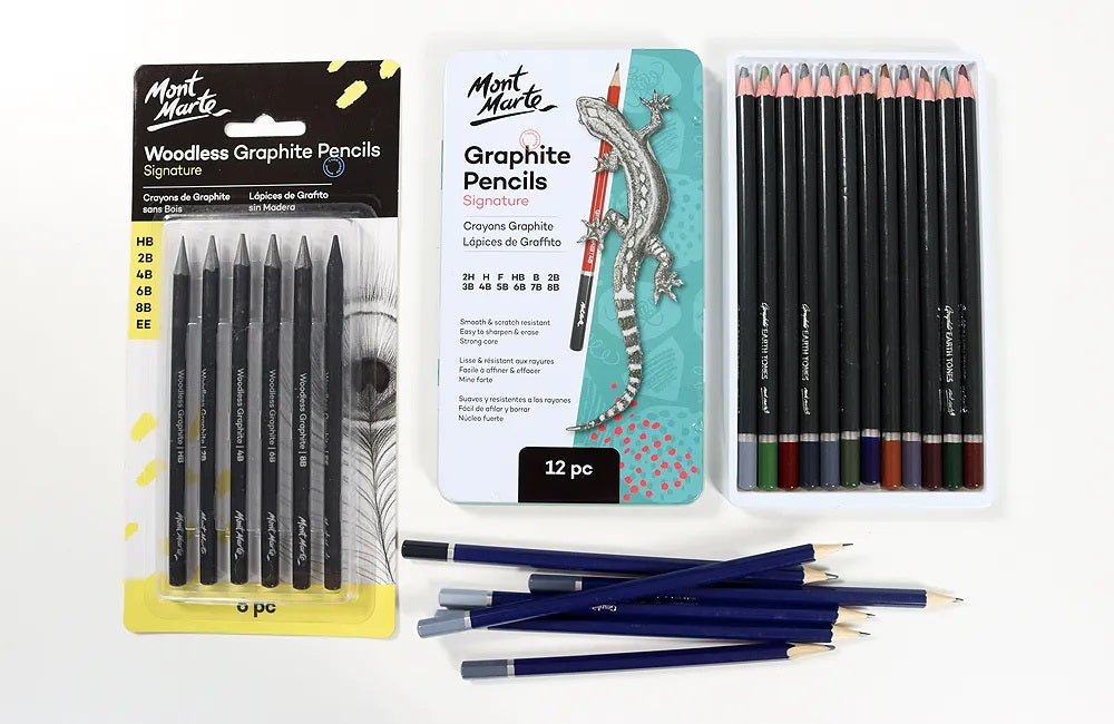 Woodless Graphite Pencils: Set of eight 2B pencils.