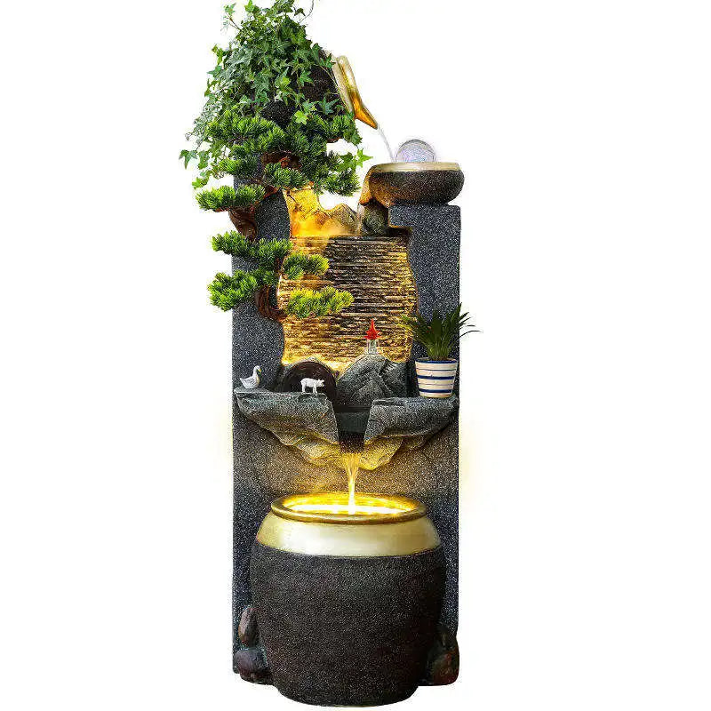 CHENYISHI Gorgeous Flowing Water Ornaments Waterfalls Indoor Fountain Landscape Creative Fish Tank Housewarming Water Feature