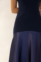 Timeless Elegance Satin Patchwork Strapless Flare Gown Maxi Dress Nav Image 22