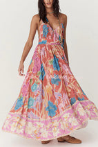 Painter's Garden Boho Floral Print Strappy A-line Maxi Dress Nav Image 7
