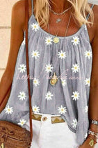 Summer Lady's Daisy Print Camisole Top Nav Image 4