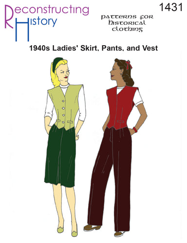 RH1401 — 1940s (or WW2) Men's Dress Trousers sewing pattern