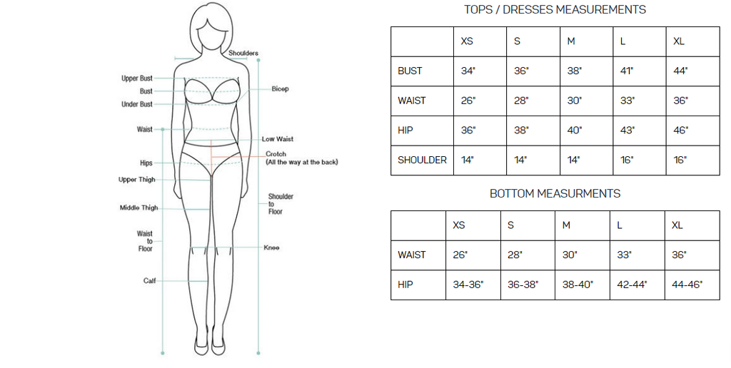 Trendy Wholesale women's clothing size chart