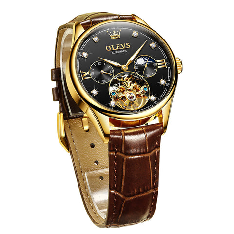 Olevs Automatic Tourbillon Skeleton Mechanical Movement Luminous