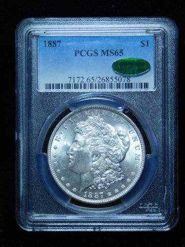 1887 $1 Morgan Silver Dollar - PCGS MS65 CAC