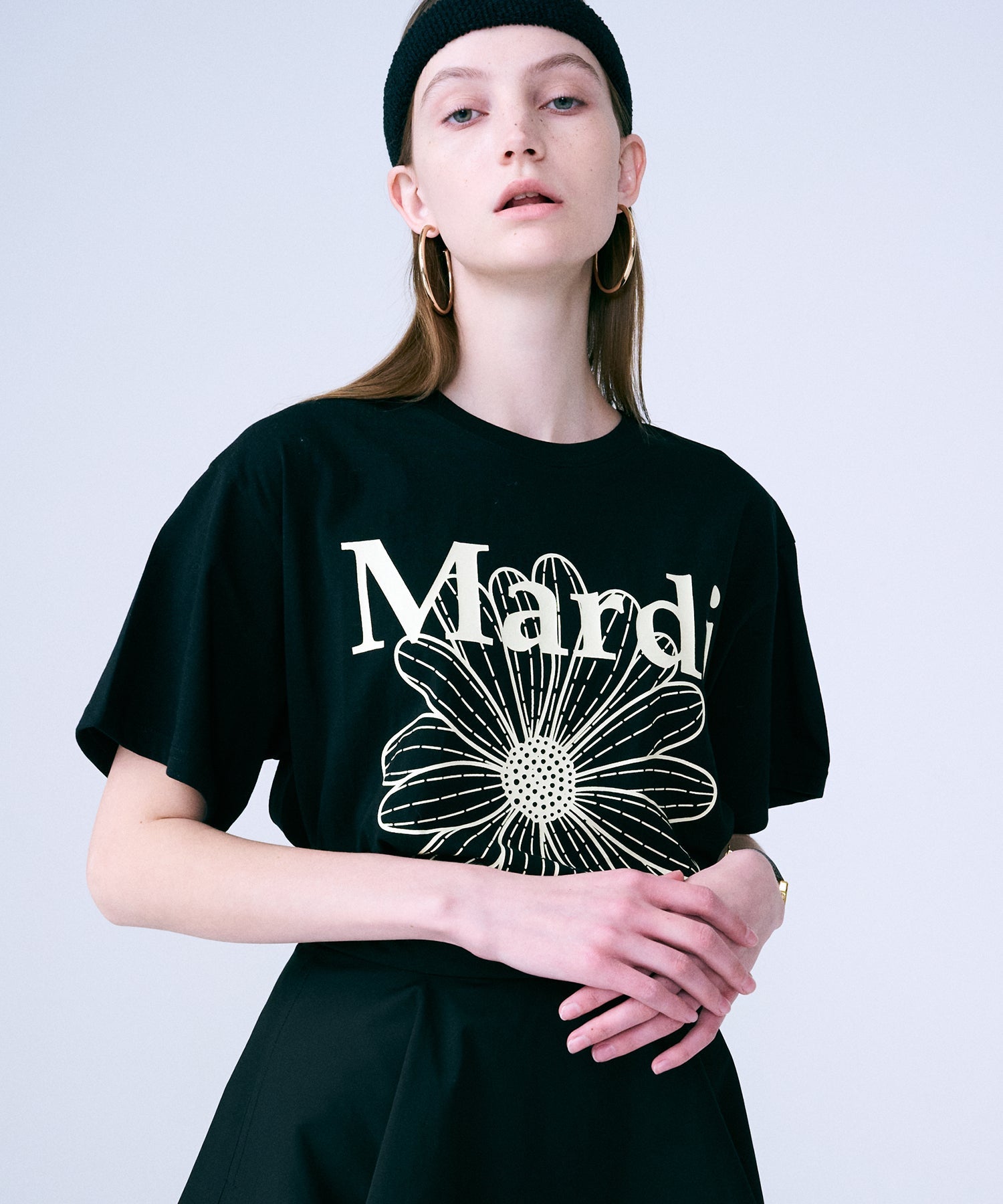 MARDI MERCREDI] [韓国人気] TSHIRT FLOWERMARDI_WHITE VIOLET