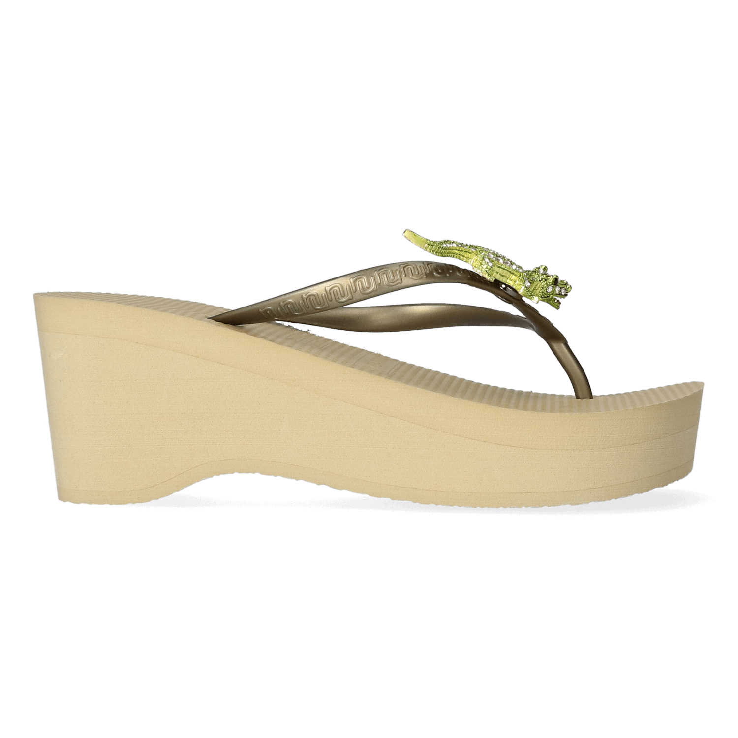 Uzurii Green Crocodile Switch High Heel Dames Slippers Gold | Goud | Kunststof | Maat 39/40 | 20.039.45