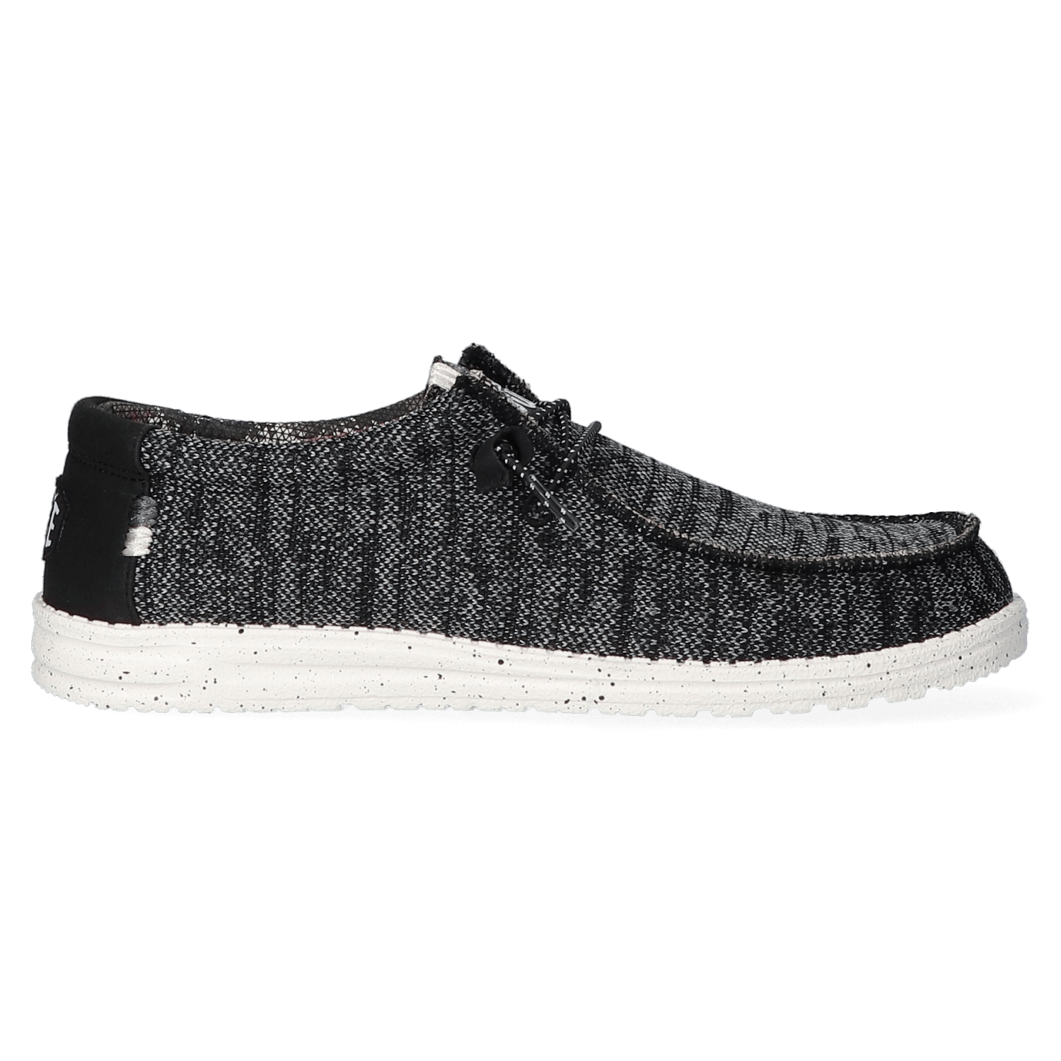 HEYDUDE Wally Sox Stitch Heren Instappers Black White