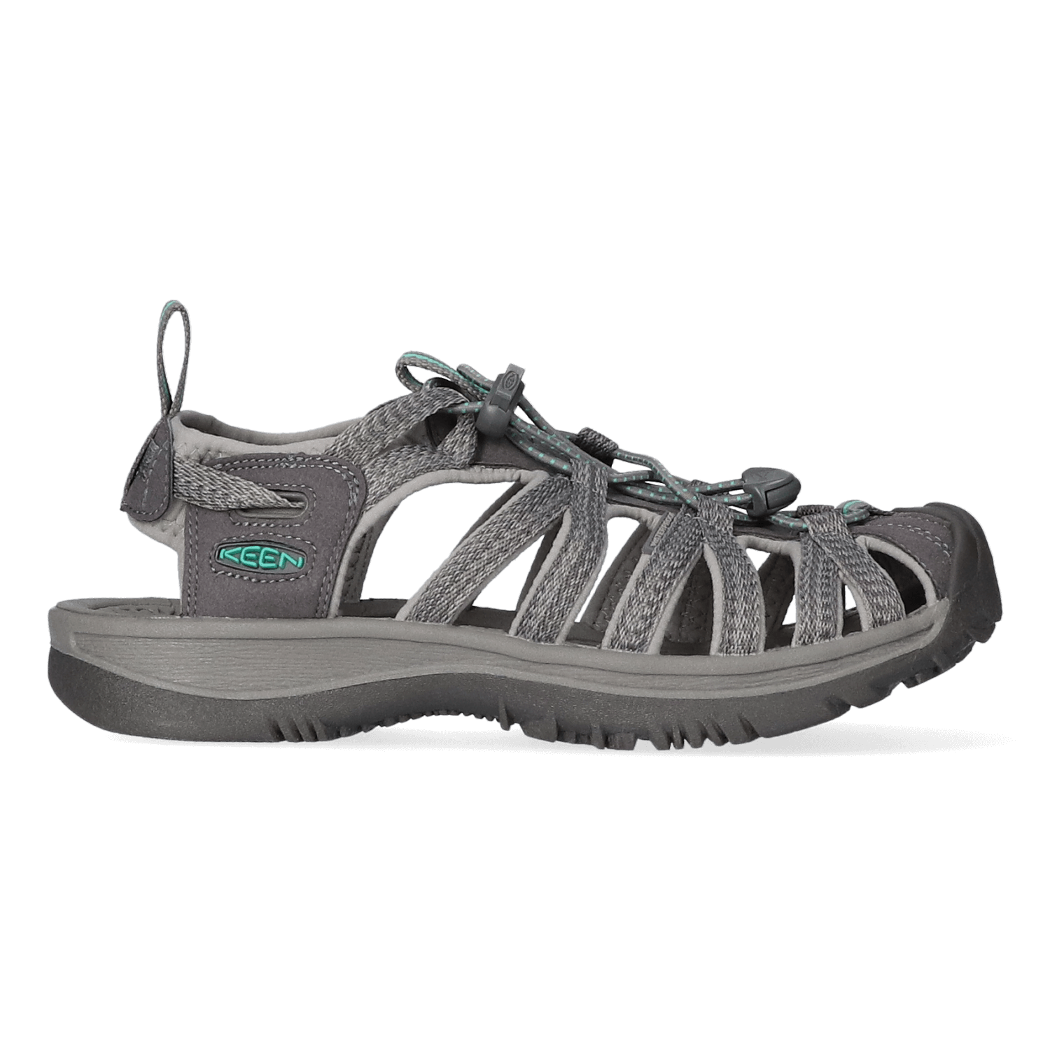 Keen Whisper Dames Wandelsandalen Medium Grey/Peacock Green |  Grijs | Polyester | Maat 44.5