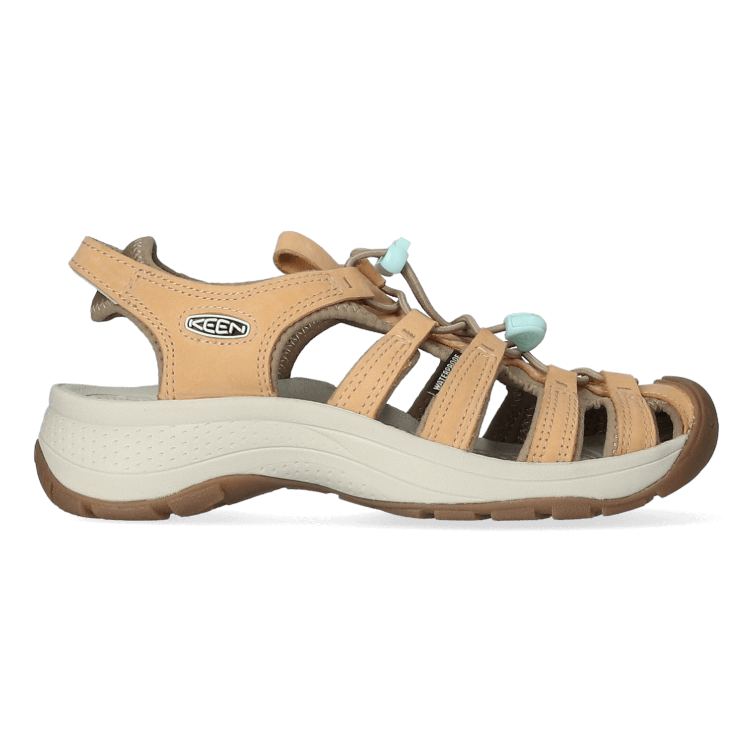 Keen Astoria West Leather Dames Wandelsandalen Doe/Blue Glass | Beige | Leer | Maat 38 | K1026151