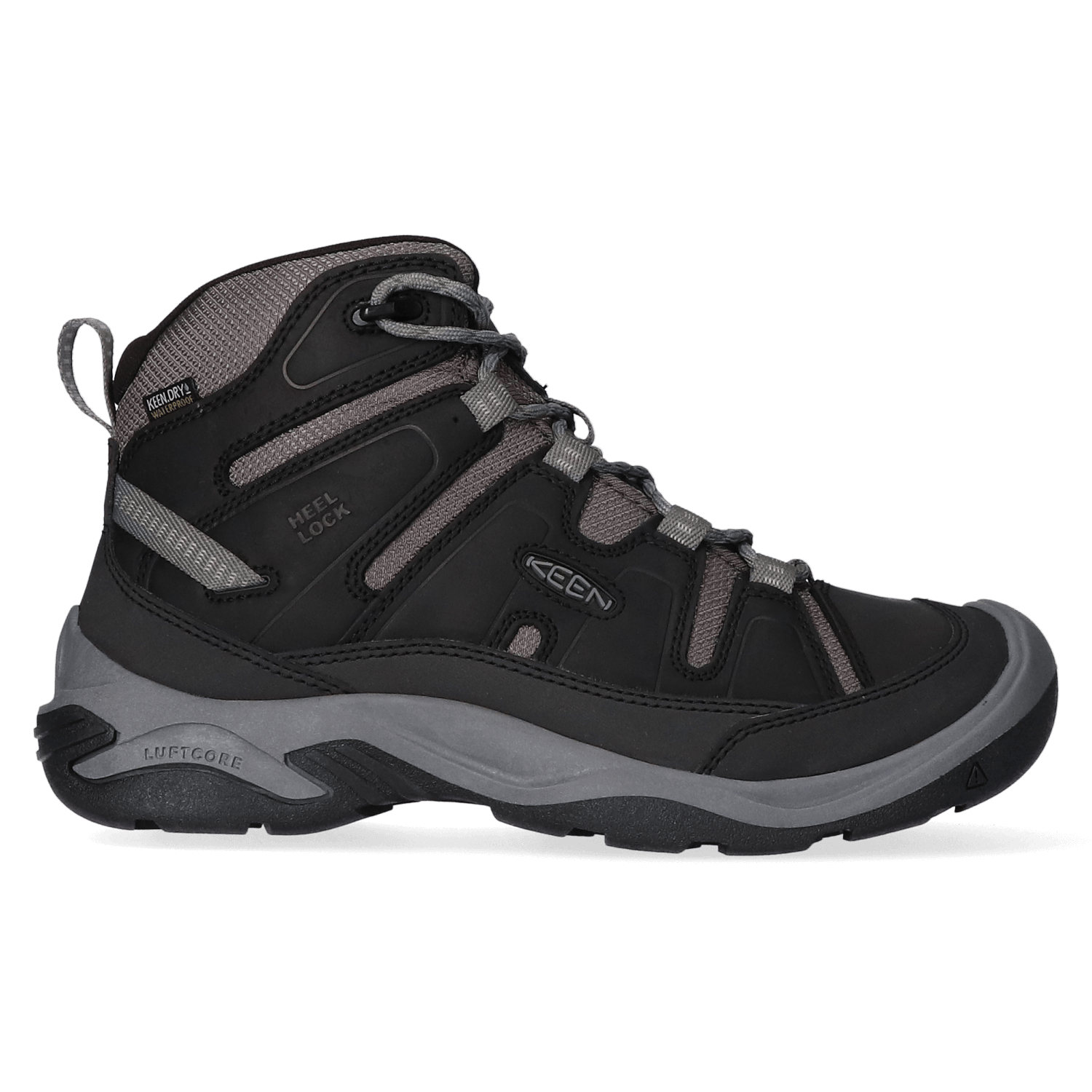 Keen Circadia Mid Heren Wandelschoenen Black/Steel Grey | Zwart | Leer | Maat 44.5 | K1026768