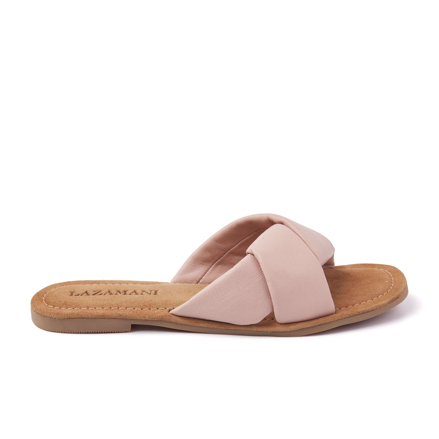 Lazamani Dames Slippers 33.505 Peach | Roze | Leer | Maat 40 | LA33505peach