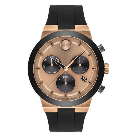 Movado Bold TR90 Black Dial Cognac Leather Men's Watch