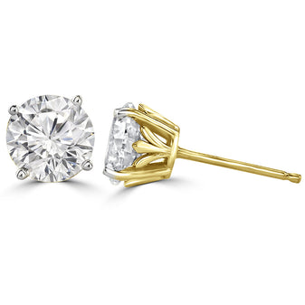  Load image into Gallery viewer, 50 pointer round diamond solitaire stud earrings in 18kt yellow gold by fiona diamonds Load image into Gallery viewer, 50 pointer round diamond solitaire stud earrings in 18kt white gold by fiona diamonds Blooming 50 Pointer Diamond Solitaire Earrings