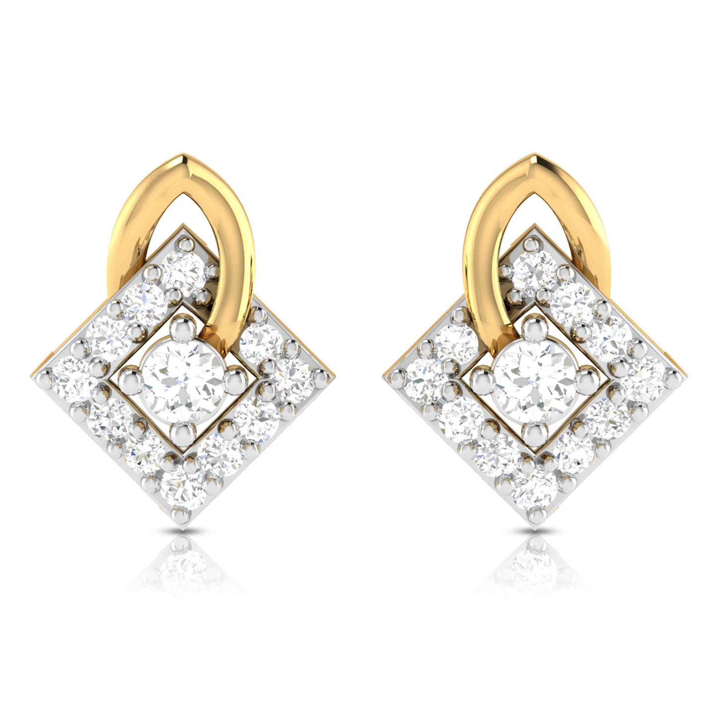 Golden square shaped stud earrings – GoCoop