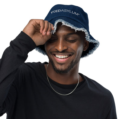 VA Embroidered Monogram Denim bucket hat - Black Denim