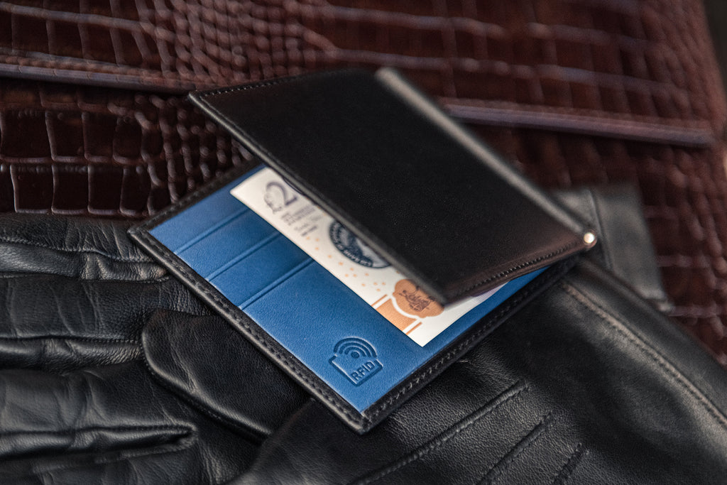 RFID leather money clip wallet